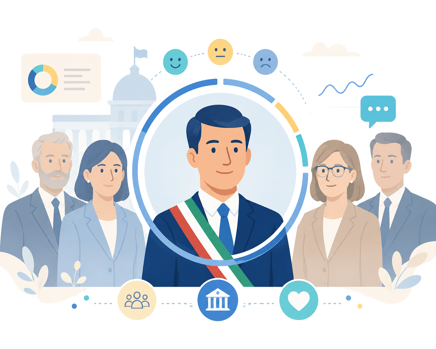 Illustrazione dedicata al sentiment verso figure istituzionali